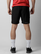 Load image into Gallery viewer, Black shorts with zipper pockets and adjustable waist