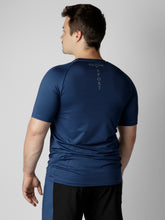 Load image into Gallery viewer, T-shirt ajusté bleu marin à manches courtes